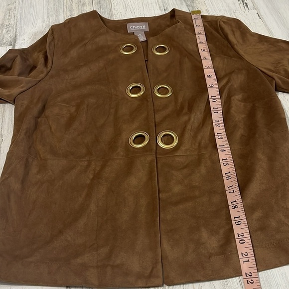Chicos Faux Suede Grommet Jacket Size 0 - Picture 7 of 8